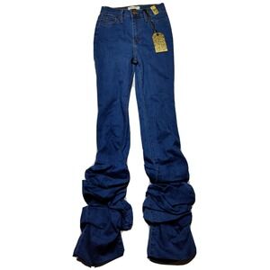Vibrant MIU Scrunch It Up Women Medium (24"-28" Waist) Blue Jeans Made USA NEW